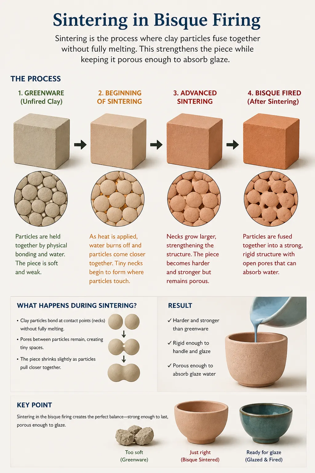 Sintering process in bisque firing.